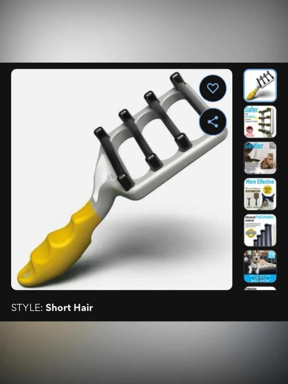 EUC FUR4 Short Hair Cat Deshedding Tool, Yellow